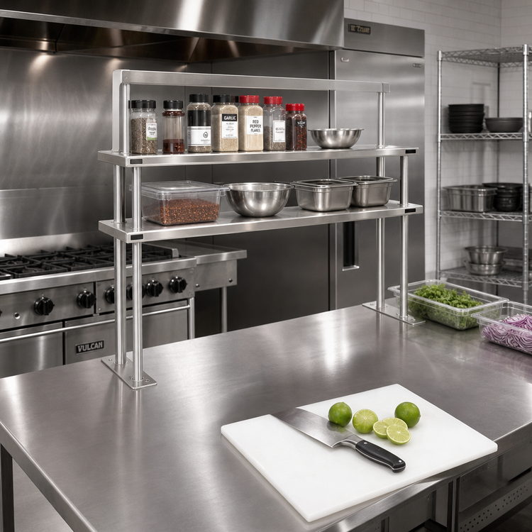 Product image #2 for Flex-Master 30 Inch Stainless Steel Table-Mount Overshelf Post with Mounting Plate