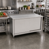 Thumbnail image #2 for John Boos 72 Inch x 30 Inch Enclosed Cabinet Base Work Table with Sliding Doors and 1-1/2 Inch Rear Riser