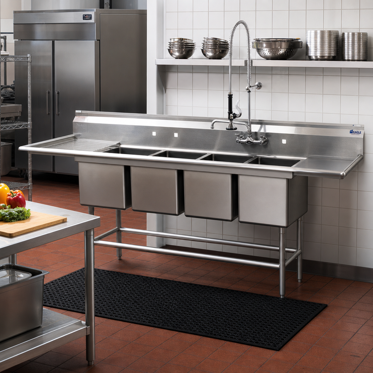 Product image #2 for Eagle Spec-Master FN2880-4-24L-14/3 Four-Compartment Stainless Steel Sink with 24" Left Drainboard