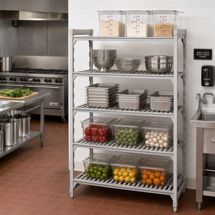 Product image #3 for Cambro Camshelving Premium 24 Inches x 24 Inches x 84 Inches 5-Tier Vented Stationary Polymer Shelving Starter Unit