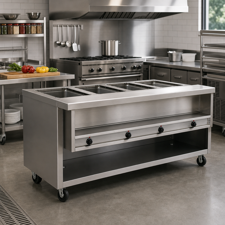 Product image #2 for Advance Tabco Heavy Duty Electric Sealed Well Hot Food Table with Enclosed Base, 4 Wells, 208/240V