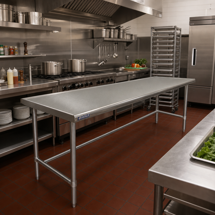 Product image #2 for Eagle Spec-Master Marine Series 144-Inch x 24-Inch 14-Gauge Stainless Steel Work Table with Marine Edge