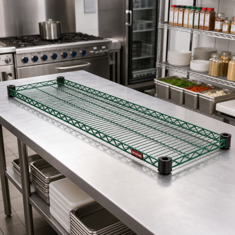 Product image #2 for EagleGard Quad-Adjust 60-Inch x 18-Inch Wire Shelf, 600 lb. Capacity, Hybrid Epoxy Finish
