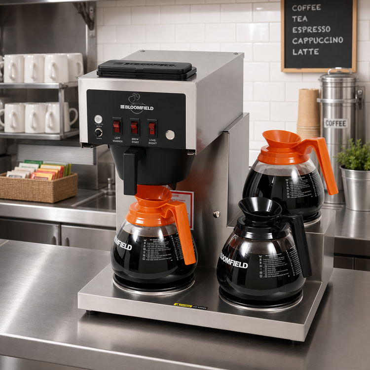 Product image #2 for Bloomfield Koffee King Low-Profile Automatic Fill Decanter Brewer with 3 Lower Warmers, Pour-Over Option, 120V
