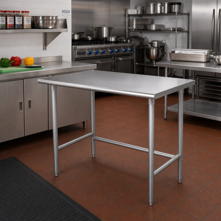 Product image #2 for Advance Tabco TAG-300 30 in. x 30 in. Flat Top Open-Base Stainless Steel Work Table with Galvanized Legs