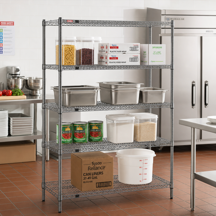 Product image #2 for Eagle Valu-Master Red-i-Pak 4-Tier Wire Shelving Unit, 60 x 18 x 74 Inches, Pewter Gray Epoxy Finish