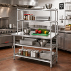 Thumbnail image #2 for Eagle Group AdjusTable T2448EW-2 Heavy-Duty 14-Gauge Stainless Steel Work Table with Double Wire Overshelves and Undershelves, 48 x 24 x 62.5 in.