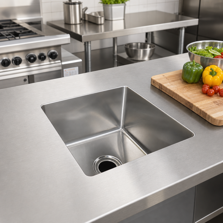 Product image #2 for John Boos Weld-In Undermount Single-Compartment Sink Bowl, 10 x 14 x 8 Inch, 14 Gauge Stainless Steel