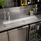 Thumbnail image #2 for John Boos UBDR-18 Underbar Drink Rail, 18 x 8 x 3/4 Inch, Stainless Steel, Removable Perforated Grate