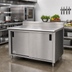 Thumbnail image #2 for Advance Tabco Enclosed Work Table with Cabinet Base, Mid-Shelf and Sliding Doors