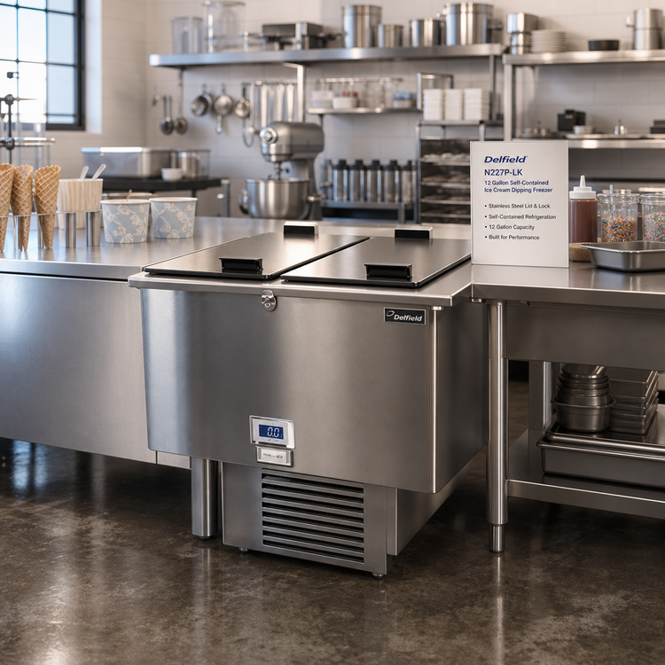 Product image #2 for Delfield N227P-LK 12 Gallon Self-Contained Drop-In Ice Cream Dipping Freezer with Stainless Steel Lid and Lock