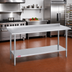 Thumbnail image #2 for Duke 144-Inch Long x 36-Inch Deep 16-Gauge 400 Series Stainless Steel Work Table with 1-1/8-Inch Riser and Galvanized Undershelf