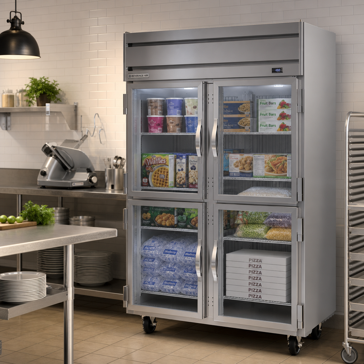 Product image #2 for Beverage-Air Horizon Series Two-Section Reach-In Freezer with Four Half-Glass Doors
