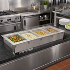 Thumbnail image #2 for Vollrath 3664520HD Short-Side 4-Pan Drop-In Wet Hot Well with Insulated Stainless Steel Construction, Infinite Controls, Manifold Drain, 120V