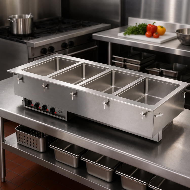 Product image #2 for Vollrath 4-Well Drop-In Electric Hot Food Well with Manifold Drain, Thermostatic Controls, Wet Operation, 208V
