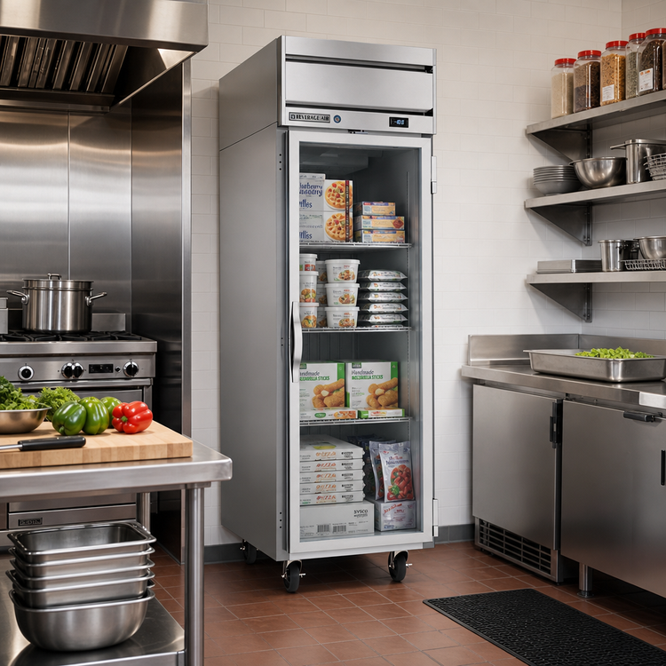 Product image #2 for Beverage-Air Horizon Series 21.06 Cu. Ft. One-Section Reach-In Freezer with Right-Hand Hinged Glass Door