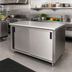 Thumbnail image #2 for Advance Tabco 84-Inch x 36-Inch Enclosed Work Table with Sliding Doors and Mid-Shelf