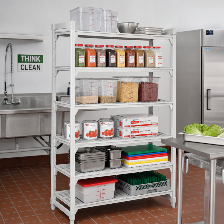 Product image #3 for Cambro Camshelving Premium 18 x 42 x 84-Inch 5-Tier Vented Polymer Shelving Starter Unit