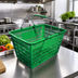 Thumbnail image #2 for Green Plastic Shopping Hand Basket with Plastic-Coated Steel Handles