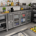 Thumbnail image #2 for Beverage-Air 72-Inch Three-Section Pass-Thru Open Food-Rated Back Bar Refrigerator with Glass Doors