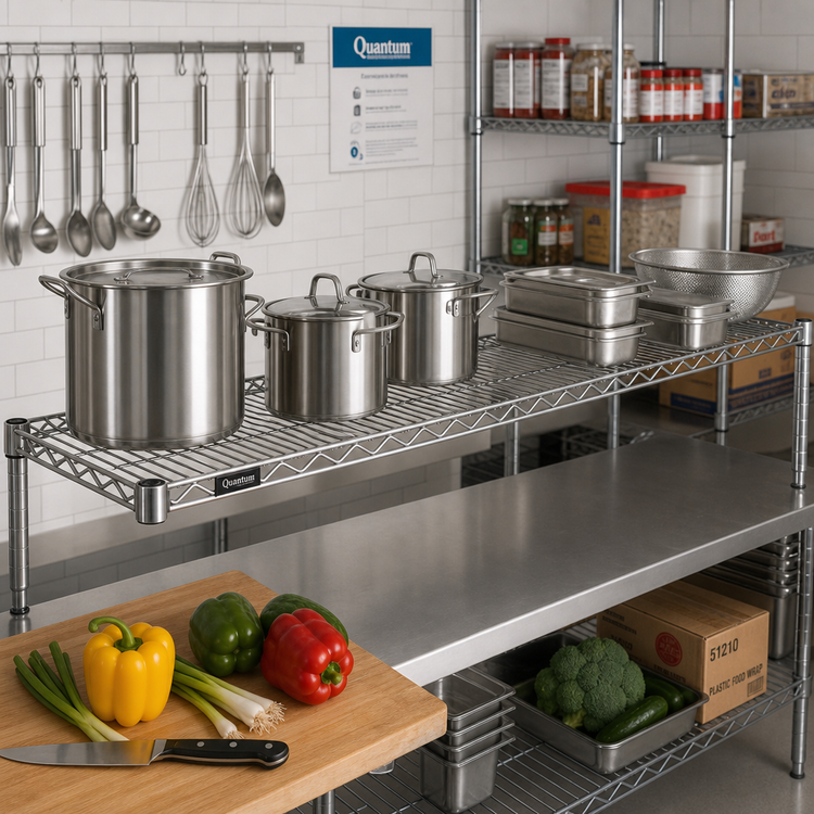 Product image #2 for Quantum 72-Inch x 14-Inch 304 Stainless Steel Wire Shelf, 600-800 lb. Capacity