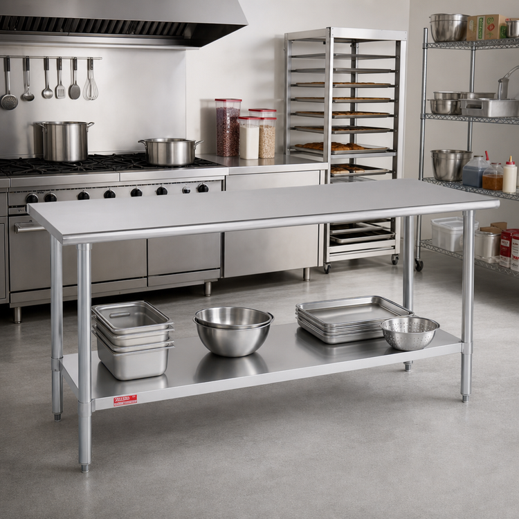 Product image #2 for Duke 108-Inch x 30-Inch Stainless Steel Work Table with Undershelf, Flat Top