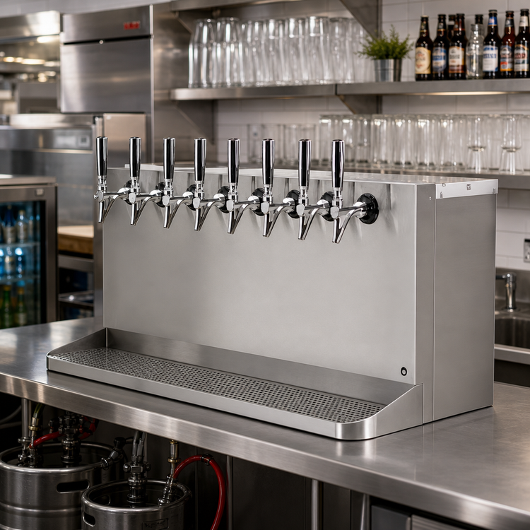 Product image #2 for Micro Matic 8-Faucet Underbar Glycol-Cooled Draft Beer Dispenser with Integrated Drip Tray