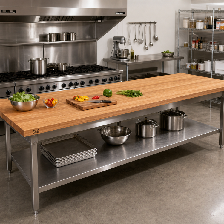 Product image #2 for John Boos Appalachian Red Oak Edge Grain Island Countertop, 144 x 42 x 1-1/2 Inches, Varnique Finish