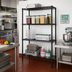 Thumbnail image #2 for Quantum Wire Shelving Starter Kit, 24 x 14 x 74 Inches, 4 Shelves and 4 Posts, Black Epoxy Antimicrobial Finish