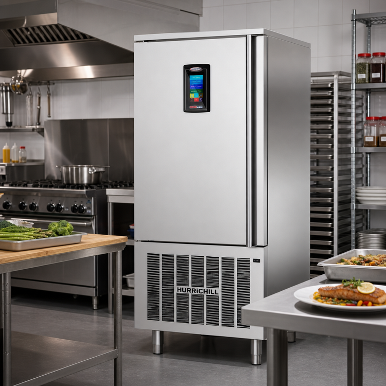 Product image #2 for HURRiCHiLL Self-Contained Reach-In Blast Chiller/Shock Freezer, 150 lb Capacity, 24 Half-Size Pans or 12 Full-Size Sheet Pans