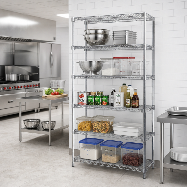 Product image #2 for Eagle Group 5-Tier Add-On Wire Shelving Unit with QuadTruss Shelves, 30 x 24 x 74 Inches, Stainless Steel Finish