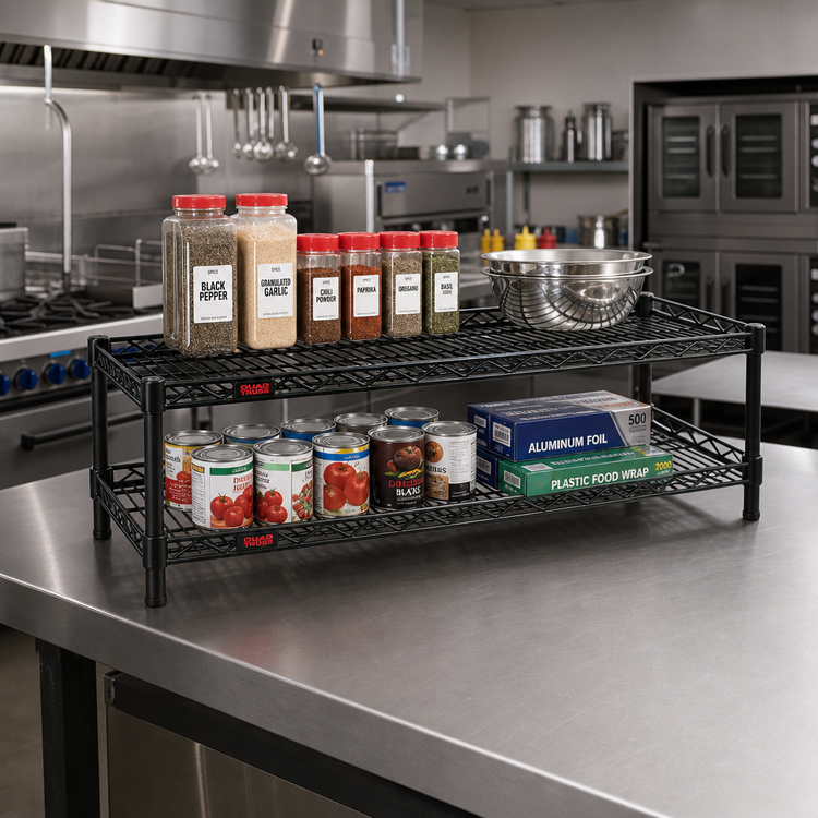 Product image #2 for QuadTruss 2-Tier Front Case Merchandise Cantilever Shelving Unit, 30 x 14 x 14 Inches, Black Epoxy Finish