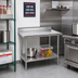 Thumbnail image #2 for Advance Tabco 30 x 30 Inch Corner Work Table with 16-Gauge 430 Stainless Steel Top, 5-Inch Backsplash, and Adjustable Undershelf