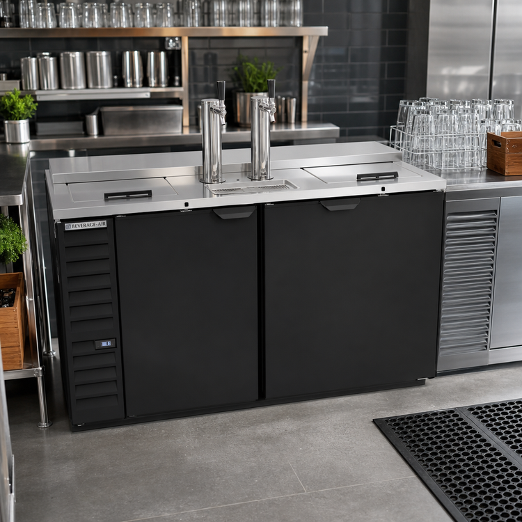 Product image #2 for Beverage-Air Club Top Direct Draw Beer Dispenser, 2-Door, 68-Inch Wide, 3 Half-Keg Capacity, Black