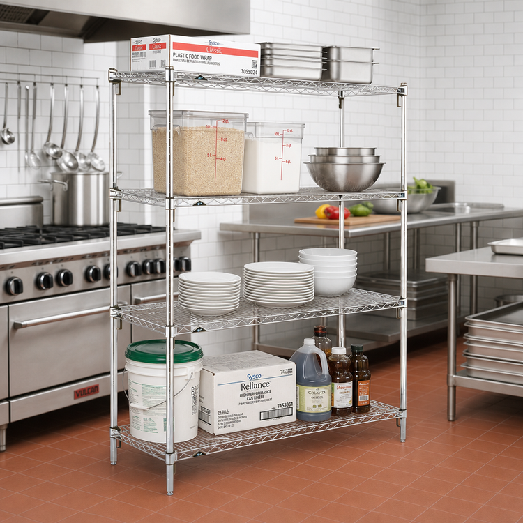 Product image #2 for Metro Super Adjustable Super Erecta Chrome-Plated 4-Shelf Wire Shelving Starter Unit, 42W x 21D x 63H