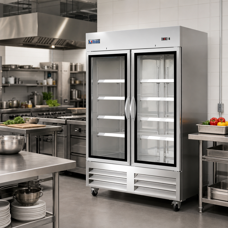 Product image #2 for IKON Refrigeration IB54FG Two-Section Glass Door Bottom-Mount Reach-In Freezer, 43.9 Cu. Ft.