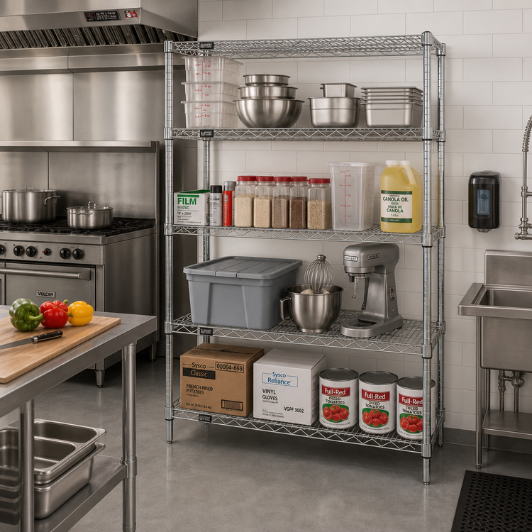 Product image #2 for Quantum Chrome Plated 4-Shelf Wire Shelving Starter Unit, 72W x 30D x 63H