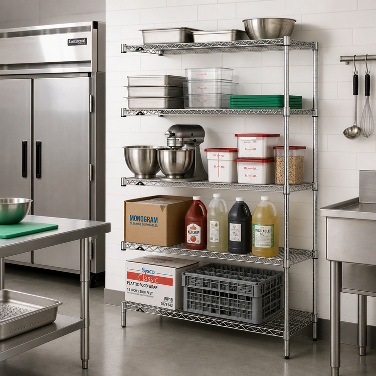 Product image #2 for Metro Super Erecta Add-On Wire Shelving Unit, 30W x 21D x 74H, 5 Shelves, Brite Finish