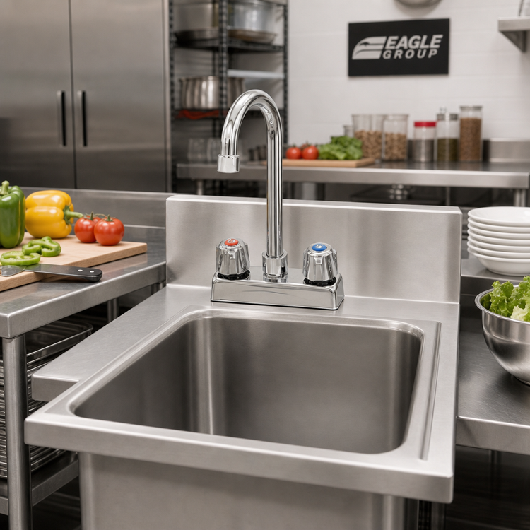 Product image #2 for Eagle Group 302004 Manual Deck-Mount Faucet with Gooseneck Spout, 4-Inch Centers, Low Lead