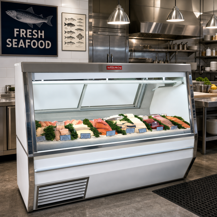Product image #2 for Howard-McCray 34N Series 144-Inch Fish/Poultry Refrigerated Service Case, Straight Glass, Remote Refrigeration, LED Lighting