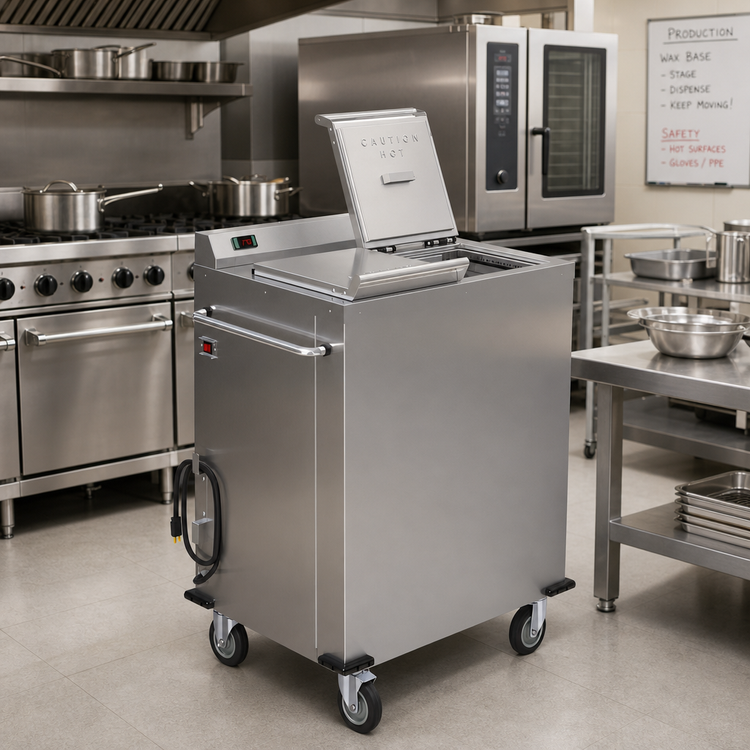 Product image #2 for Dinex Colossus Mobile Convection Wax Base Heater/Dispenser, 2-Silo, 9-Inch Base Capacity