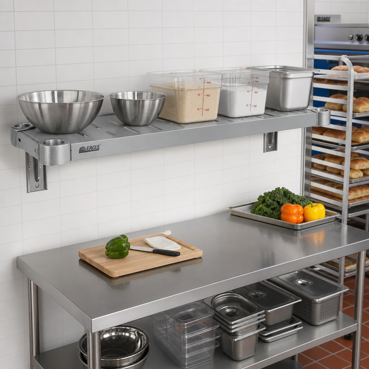 Product image #3 for Eagle Group Quik-Set 48-Inch x 18-Inch Louvered Shelf, 14 Gauge Galvanized Steel, Gray Epoxy Finish