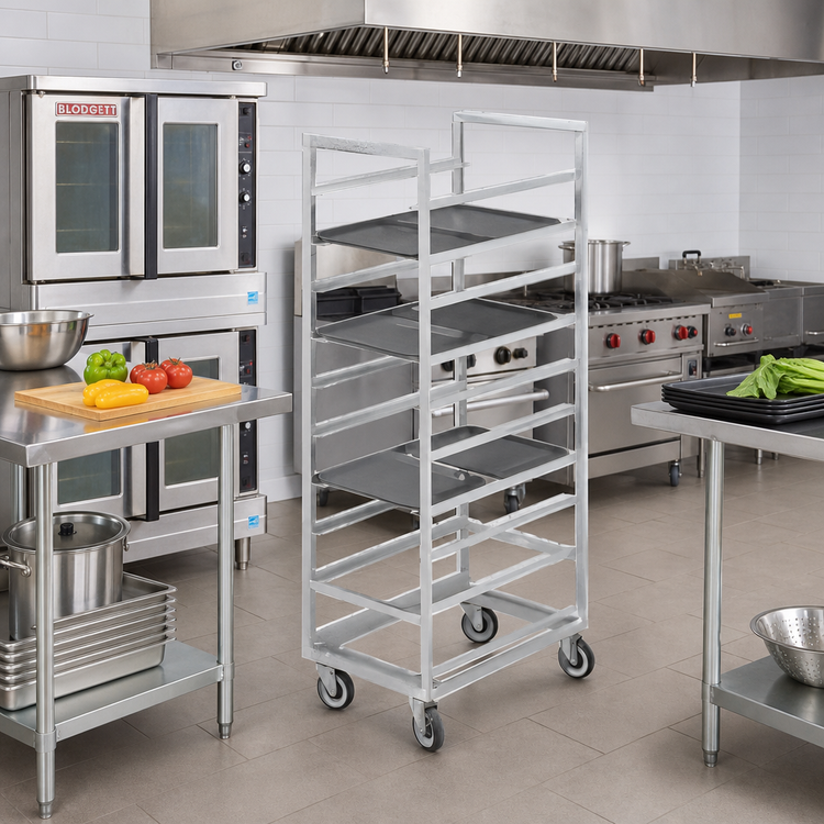 Product image #2 for Channel Standard Series Aluminum Cafeteria Tray Rack, Single Section, End Load, 20-Tray Capacity, 64-Inch High