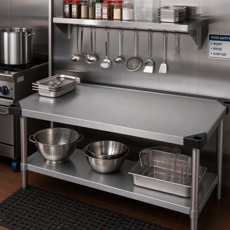 Product image #2 for Quantum 54-Inch W x 24-Inch D Solid Shelf, 304 Stainless Steel, Marine Edge