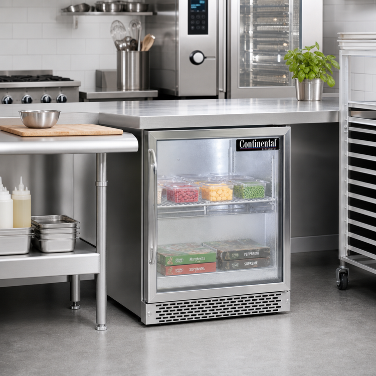 Product image #2 for Continental Refrigerator 27-Inch Front-Breathing Worktop Display Freezer with Hinged Glass Door, 7.4 Cu. Ft., R-290