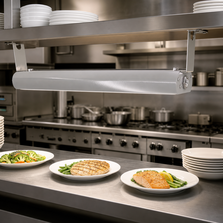 Product image #2 for Vollrath 54-Inch Low Profile Unlighted Heat Strip with Chrome Powder Coat Finish, 208V Direct Wired