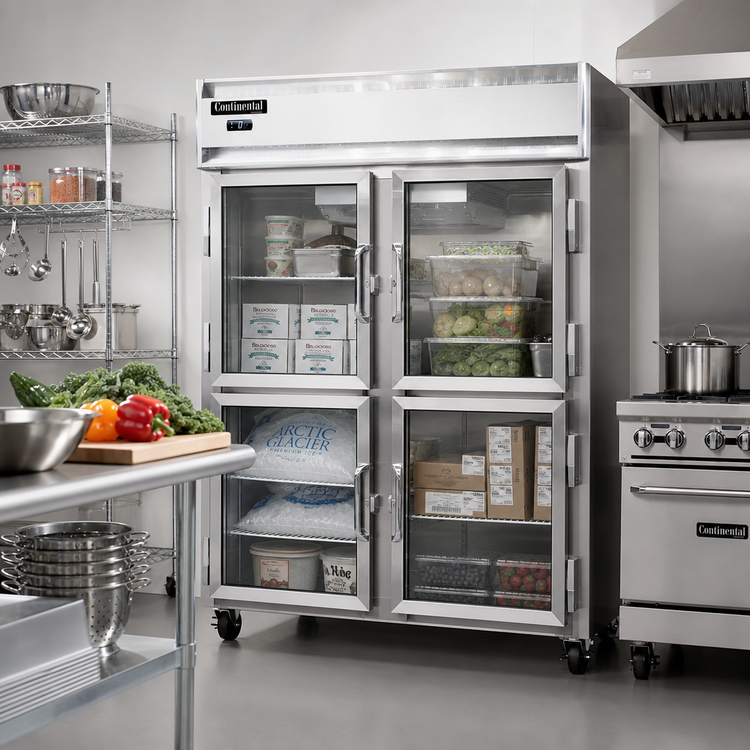 Product image #2 for Continental Refrigerator 2FENSSGDHD Extra-Wide Two-Section Reach-in Freezer with Half Glass Doors