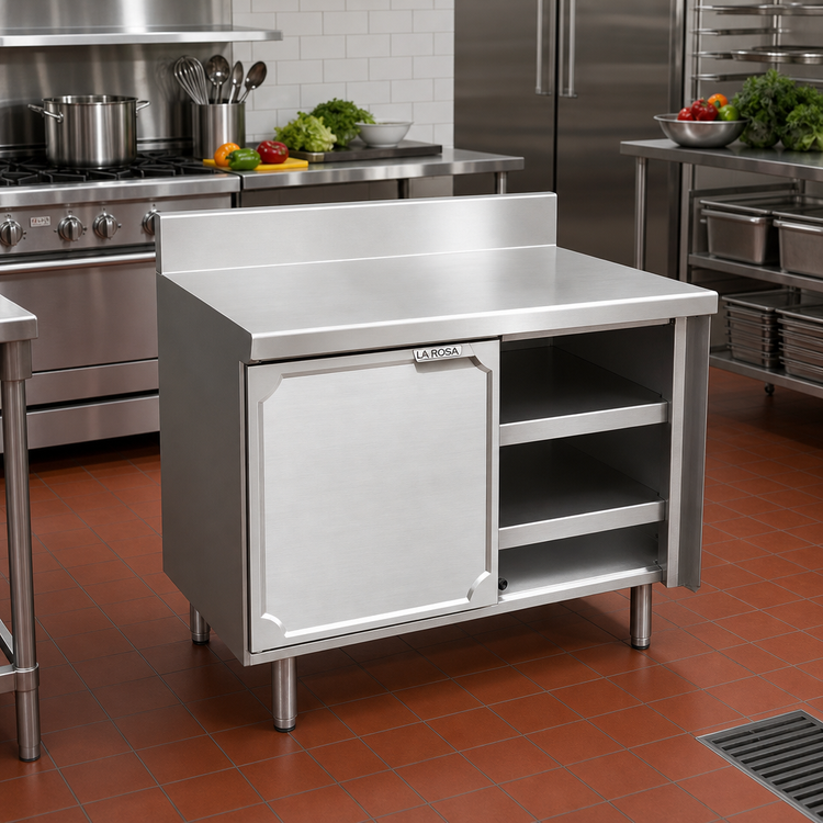 Product image #2 for La Rosa Refrigeration Utility Stand Cabinet Base with Hinged Door, 24 Inch W x 28 Inch D, 304 Stainless Steel