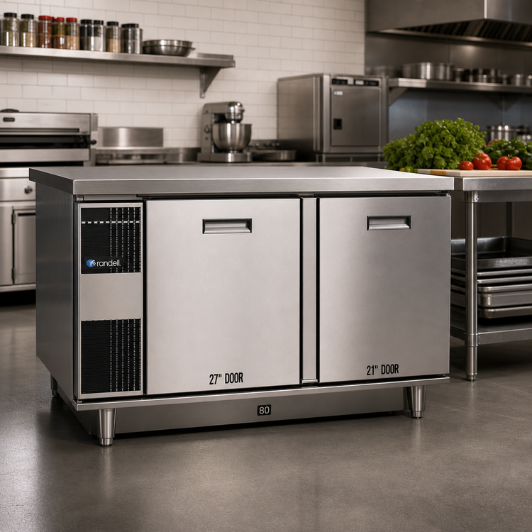 Product image #2 for Randell 9205F-290 Two-Section Worktop Freezer with 21" and 27" Doors
