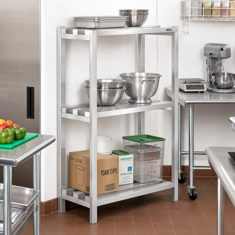 Product image #2 for Lifetime Tough Fully Assembled 2-Shelf Channel Style Aluminum Dunnage Shelving, 36 x 20 x 64 Inches